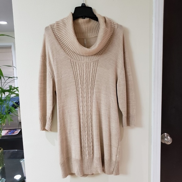 Leo & Nicole Sweaters - Leo & Nicole Cream Cable Knit Cowl Neck Sweater